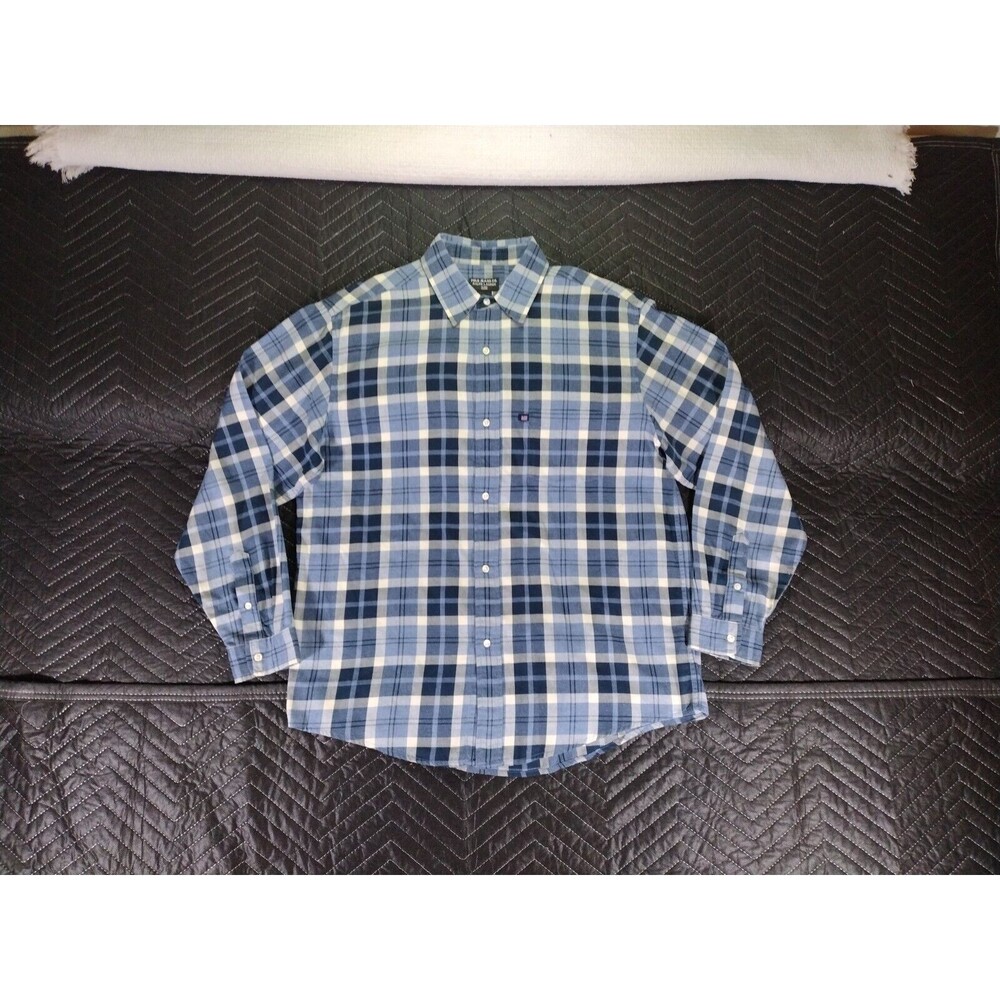 Polo Ralph Lauren Button Up Shirt Adult Large Blue Plaid Mens Used